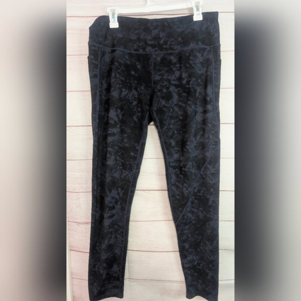 Guc Along Fit Black Patterned Leggings Size XXL